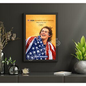 USA Hockey Gold Medal 11x17 Poster Milano Cortina Italy Team USA I Jack Hughes